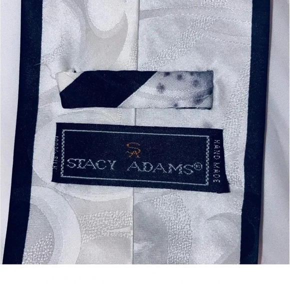 Stacy Adams Men's Silk Necktie Black & Grey Geometric Design - Picture 4 of 8